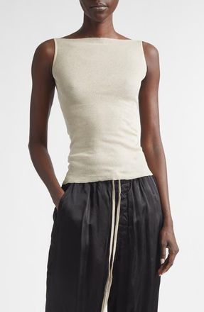 Rick Owens Raw Edge Cotton Tank in Sand at Nordstrom, Size 10 Us