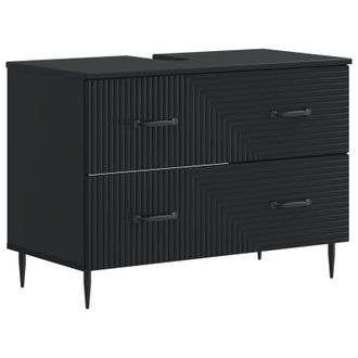 vidaXL Vidaxl Armadio Per Lavabo Da Bagno Haarlem Nero 82 X 41 X 58,5 Cm