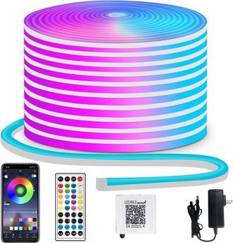 OEM Tira De Luces Led Rgb De Ne&oacute;n, 5 M - 300 Led, Tira De Luz Led Flexible Para Uso Interior Y Exterior, Control Por Aplicaci&oacute;n/remoto, M&uacute;ltiples Modos, R