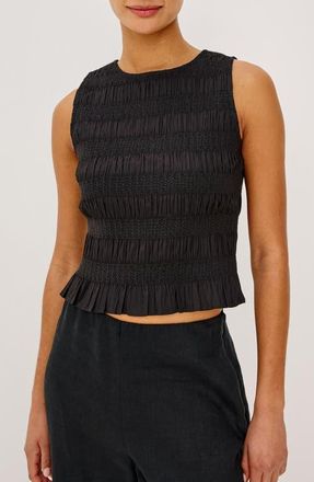 Rails Kane Ruched & Embroidered Shell in Black at Nordstrom, Size Xx-Large