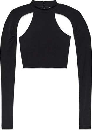 Purple cut-out cropped top - women - Cotton - L - Black