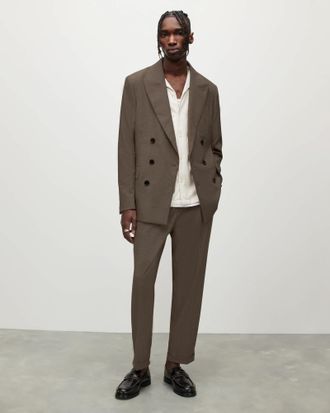 AllSaints Mens Polyester/Viscose Dante Cropped Relaxed Fit Trousers, Size: 30