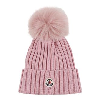 Moncler Tricot Beanie - Dames - Hoeden - Roze - ONE Size - Accessoires
