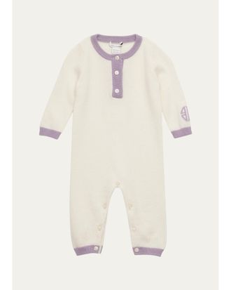 Sofiacashmere Girls BG Logo Cashmere Romper, Size 3M-12M