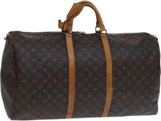 Louis Vuitton Tweedehands Canvas Louis Vuitton tassen - Dames - Vintage Weekendtas - Bruin - ONE Size - Leer - Vintage