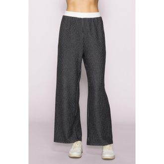 Melloday Stripe Wide Leg Knit Pants in Dark Grey/Ivory at Nordstrom Rack, Size Large