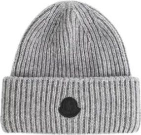 Moncler Luxe Grijze Kasjmier Mut - unisex - Hoeden - Grijs - ONE Size - Kasjmier - Accessoires