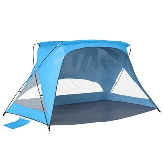 OUTSUNNY Tienda De Playa Plegable Para 2-3 Personas Con Sacos De Arena, Puerta, Ventanas, Upf30+, Bolsa De Transporte Y Bolsillo, Azul Cielo