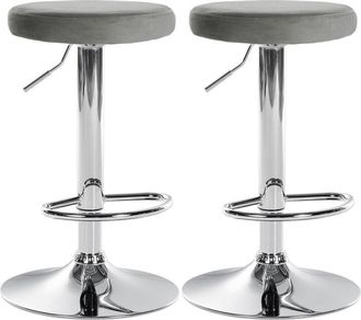 Clp Clp - Set De 2 Taburetes De Bar Ponte En Terciopelo Gris Metal Cromado