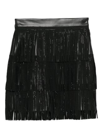 Karl Lagerfeld rhinestone-embellished fringe mini skirt - Black