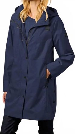 Junge Snap Rain Coat With Hood In Navy