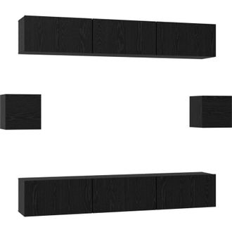 vidaXL Vidaxl - Conjunto De Mueble De Tv 8 Pcs Roble Negro 60 X 30 X 30 Cm