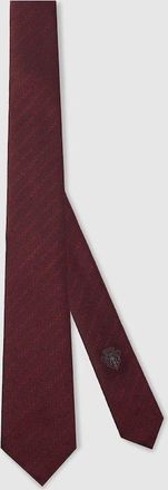 Gucci Interlocking G Chain Silk Tie, Bordeaux, Silk