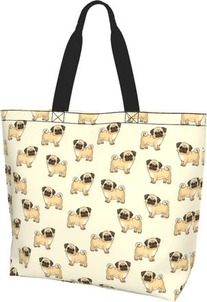 AOOEDM Cute Pug- Ladies Canvas Tote Reusable Shopping Bag