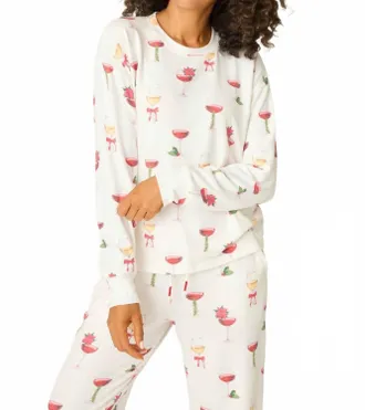 PJ Salvage Lets Get Toasty Long Sleeve Pajama Top In Ivory