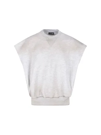Cultura Boxy Heather Grey Sweater with Faded Red Graphic