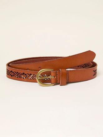 Fat Face FatFace Tan Brown Cut Out Detail Leather Belt