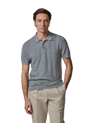 Profuomo Korte mouw polo Profuomo blauw gem&ecirc;leerd