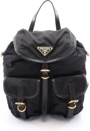 Prada Black Nylon Leather Backpack (Pre-Owned)