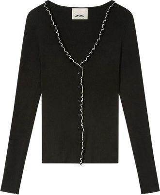 Isabel Marant x Izae ruffled trim cardigan - women - Silk/Cotton - 38 - Black