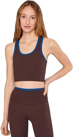 SPLITS59 Amber Airweight Bralette Womens Lingerie Dark Chocolate/Classic Blue : XL, Spandex/Nylon