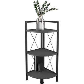 VCM Madera Metal Esquina Estante De Almacenamiento Estante Estante Decoraci&oacute;n Libros Stand Estante Insasi 2 (antracita) - Vcm