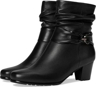 David Tate Corona Boots WomensBlack Leather Square Toe Ankle Bootie ZOGG2862