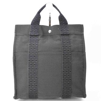 Herm&egrave;s Gray Nylon Canvas Backpack (Pre-Owned)