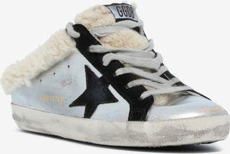 Golden Goose Sneaker-Clogs aus Metallic-Leder und Wildleder Super-Star Sabot