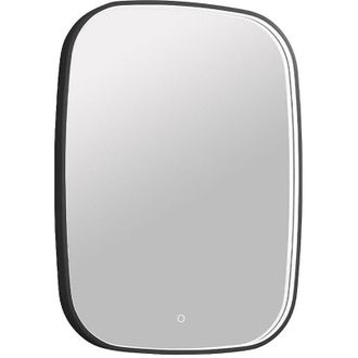 Vente-Unique Specchio da bagno rettangolare luminoso antiappannamento con pulsante touch Cornice nera opaca 60 x 80 cm - RISOLINA