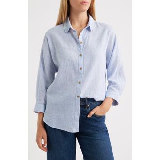Beach Lunch Lounge Wesley Linen & Cotton Shirt in Police Officer at Nordstrom, Size X-Small