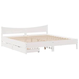 Berkfield Home Bed Frame with Drawers White 180x200 cm Super King Solid Wood Pine
