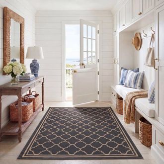 Safavieh Alfombra enrejado de polipropileno gris/beige, 79 x 152 cm