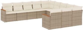 vidaXL Set De Sof&aacute;s De Jard&iacute;n 11pzas Con Cojines Rat&aacute;n Sint&eacute;tico Beige Vidaxl