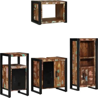 vidaXL Juego De Muebles De Ba&ntilde;o 4 Uds. Multicolor Y Negro Vidaxl