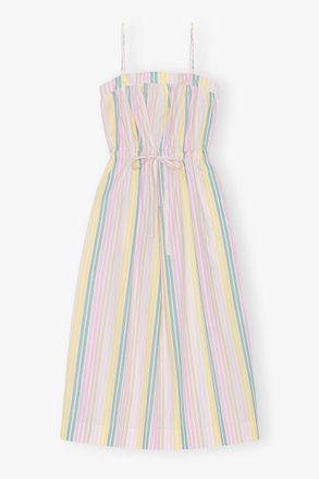 Ganni Mixed Stripe Cotton Maxi Strap Dress - Size 10/12 Organic