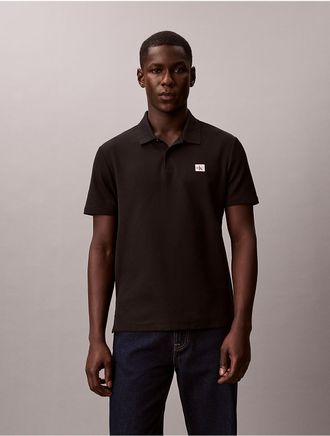 Calvin Klein Mens Woven Monologo Classic Polo Shirt - Black - 2XL