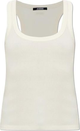 Jacquemus Tops, Dames, Wit, L, Katoen, Ribbed Tank Top