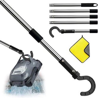 No Brand Gancho De 83,61 Pulgadas - Conjunto De 4 Piezas + Toalla - 1,4 M - Con Poste Telesc&oacute;pico - Gancho Para Todos Los Robots Aspiradores De Piscinas