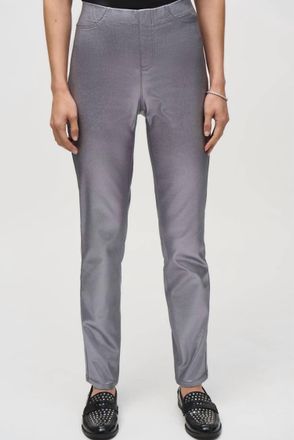 Joseph Ribkoff Metallic Coated Classic Slim Denim Pants In Grey