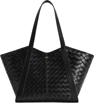 JW PEI Kiana Large Tress&eacute; - Dames - Shoppers - Zwart - ONE Size - Leer - Tassen