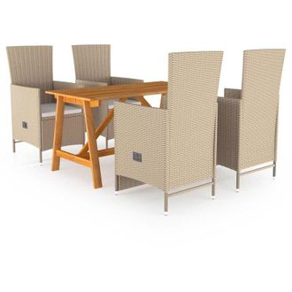 vidaXL Juego De Comedor De Jard&iacute;n 5 Piezas Beige Vidaxl