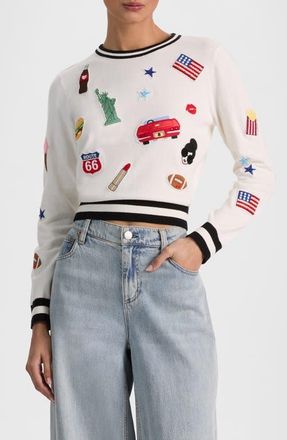 Alice & Olivia Carolann Americana Sweatshirt in Sftwhmlti at Nordstrom, Size X-Large