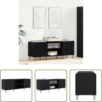 vidaXL Vinili - Mobile porta vinili con porta Rovere Nero 121 x 38 x 48 cm