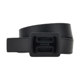 Hogan Textured Leather Belt - female - Hogan - Belts - Black - 75 CM - Accessories
