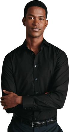 CHARLES TYRWHITT Non-Iron Cutaway Collar Poplin Shirt in Black at Nordstrom, Size 16.5 - 33