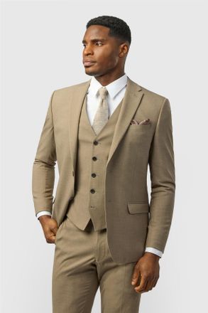 Limehaus Mens Single Breasted Two Button Slim Fit Suit Jacket - Natural - Size 36 (Chest)