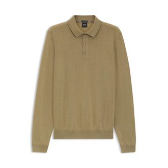 BOSS Knitted polo sweater in virgin wool