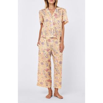 Papinelle Sleepwear Karolina Cotton Voile Crop Pajamas in Golden Haze at Nordstrom, Size X-Small