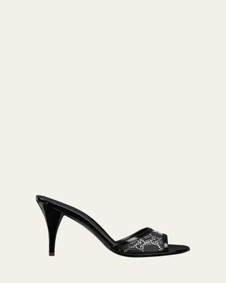 Gucci Erin Jeweled Leather Stiletto Sandals